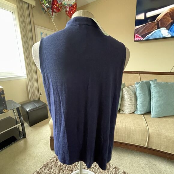41 Hawthorn Women's Navy Sleeveless Drape Front Blouse 3X Mature Office Career - Picture 12 of 16
